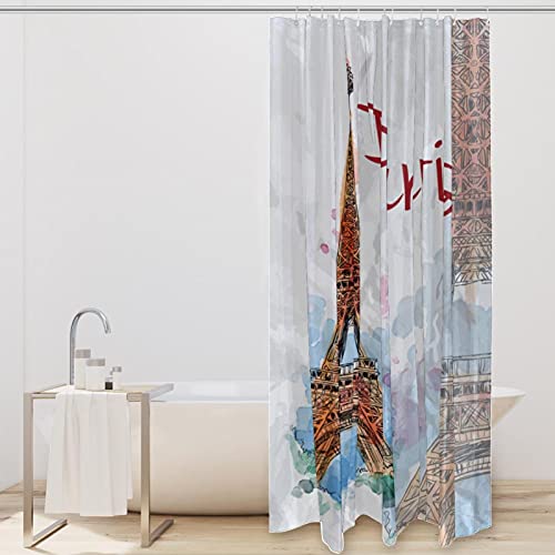Rideau de douche de qualité supérieure motif Paris Tour Eiffel en polyester