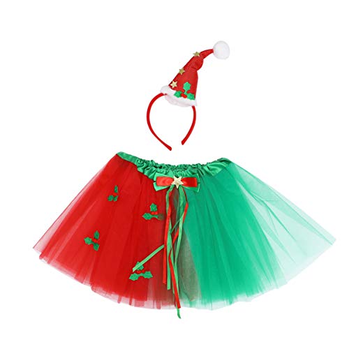 KESYOO Natal Tutu Saia Headband Set Santa Traje ChapÃ©u Vestido de Tule Natal AcessÃ³rios Cosplay De