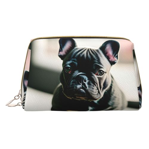 HGFVY Adorable neceser de bulldog francés, organizador de maquillaje fácil de transportar para brochas de maquillaje, pintalabios, Blanco, Talla única
