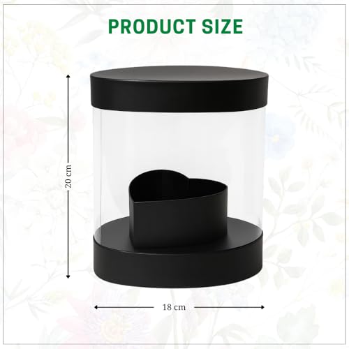 Image of Oasis Valentine's Day Display Heart Box With Clear Window And Ribbon | Bouquet Box for Flower Arrangements & Hampers | Romantic Valentine Gift for Girlfriend, Boyfriend, Husband & Wife | Premium Black Heart Gift Box