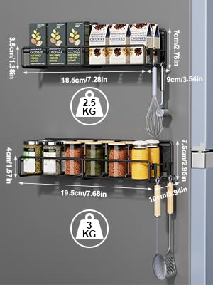 KedioPio Porta Spezie Magnetico Bianco, 2 Pezzi Portaspezie Magnetico per Frigo, Mensola Magnetica Frigo in Legno Porta Spezie Calamita Bambù per Portaoggetti e Supporti la Cucina, Bianco