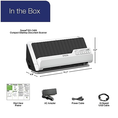 Scanner de documents Epson DS-C490 de bureau compact duplex avec ADF - 7