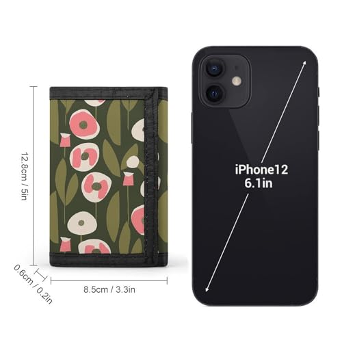 Olive Green Flowers Trifold Wallet for Men - Money Clip Slim Wallets with Multiple Card Slots Minimalist Small Front Pocket Wallet for Everyday Carry2