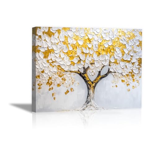 Arbre de vie art mural abstrait blanc DunPei grand tableau symbole de sérénité