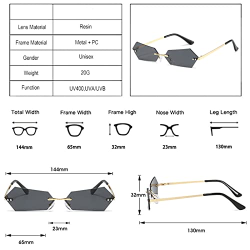 HMRGLMIE-Fashion Polygon Rimless Sunglasses Women Retro Clear Ocean Lens Men Trending Mirror Shades UV400 Sun Glasses3