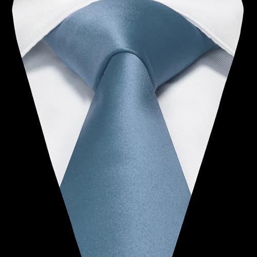 Image of RBOCOTT Solid Color Tie and Pocket Square Hankerchief with Lapel Pin Set for Men