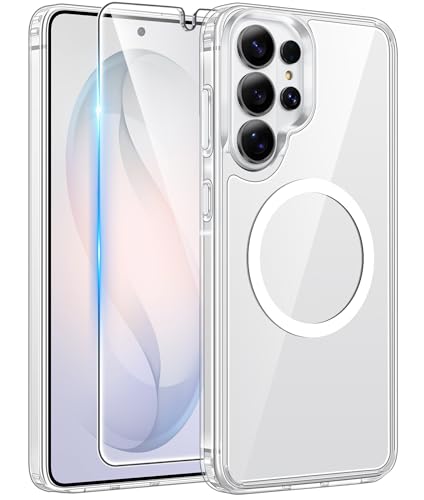 Image of FNTCASE for Samsung Galaxy S26-Ultra Case: [Fit for Magsafe] [Screen Protector] Anti Yellowing Transparent Clear Military Grade - Shockproof Protective Phone Cover - Clear