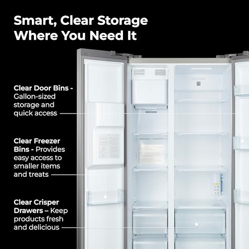 Kenmore 36" Side-by-Side Refrigerator with Freezer - Accela Chill, Water & Ice Dispenser, Adjustable Glass Shelves, ENERGY STAR Certified, 20 cu. ft. Capacity - Fingerprint Resistant Stainless Steel on Fridge.com