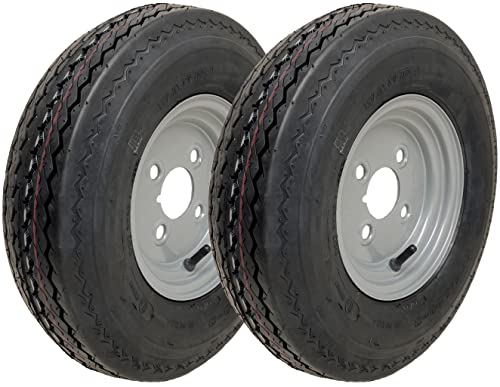 Parnells, 2 Juegos de Ruedas y Neumáticos para Remolque sin Cámara, 4.80/4.00-8, 6 Capas P811 Neumáticos Wanda + Llantas de Acero 4 Pernos PCD de 4 Pulgadas, Diámetro 418 mm, 120 mm de Ancho, 345 kg