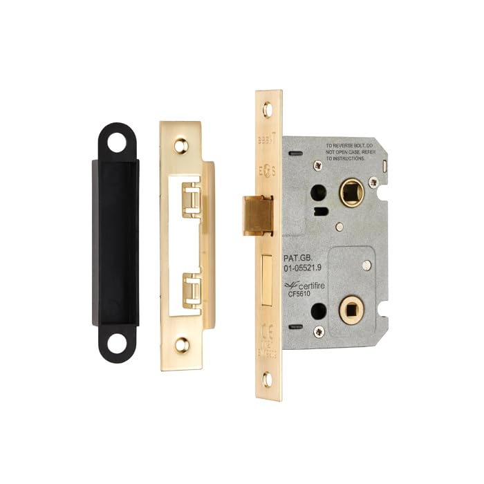 Kooples Hardware Easi-T Residential Bathroom Lock Range – Mortice Bathroom Door Lock Case for Thumbturn and Release (Satin Brass, 64mm)