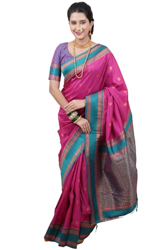 Image of SGF11 Women's Kanjivaram Pure Soft Silk Saree With Unstitched Blouse Piece