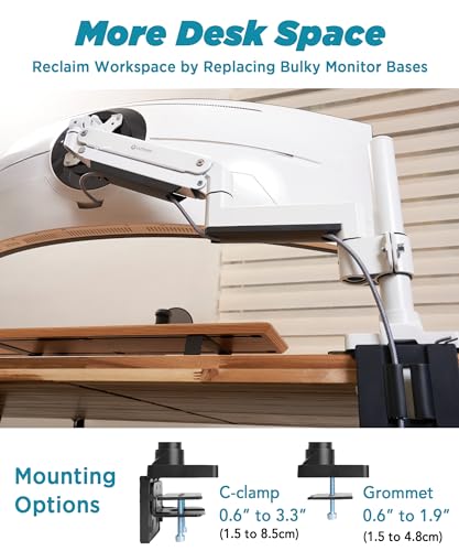 Image of Heavy Duty Dual Monitor Arm for Ultrawide Monitors up to 57 inch and 44 lbs, Dual Monitor Stand for Dual 49 inch Vertical Stacked Monitor Mount Height Adjustable - 100x100 VESA Mount, White, MA20PW-D