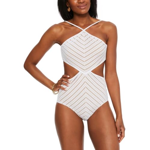 Bar III Womens Beachwear Summer One-Piece Swimsuit White S
