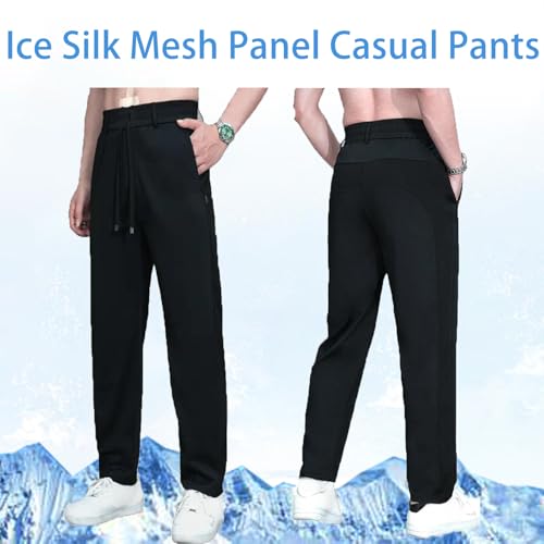 Meshrions - Ice Silk Mesh Panel Casual Pants,Mesh Irons Cooling Pants for Men Over 55,Quick Drying2