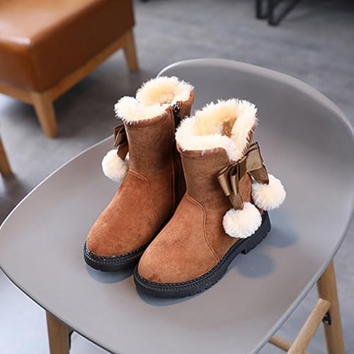 IWIHMIV Girls Winter Boots Comfortable Warm Low Heel Fashion Mid Calf Winter Boots with Side Zipper2