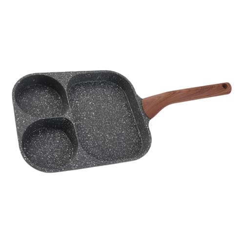 Poêle à œufs antiadhésive à 3 sections pour petit-déjeuner noir 26x19,5 cm - 4