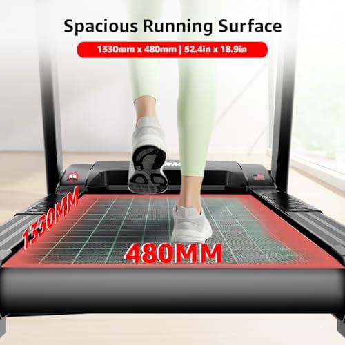 Image of PowerMax Fitness TAC-330 (6HP Peak) Motorized Autoincline Treadmill for Home use, Max User 150kg, 16kmph Speed, Running Deck 1300x480mm, Manual Lubrication, LCD Display, Speaker, iPad Holder, USB