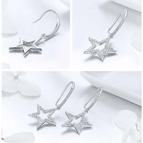 Boucles d'oreilles pendantes étoile en argent sterling et zircone pour femme