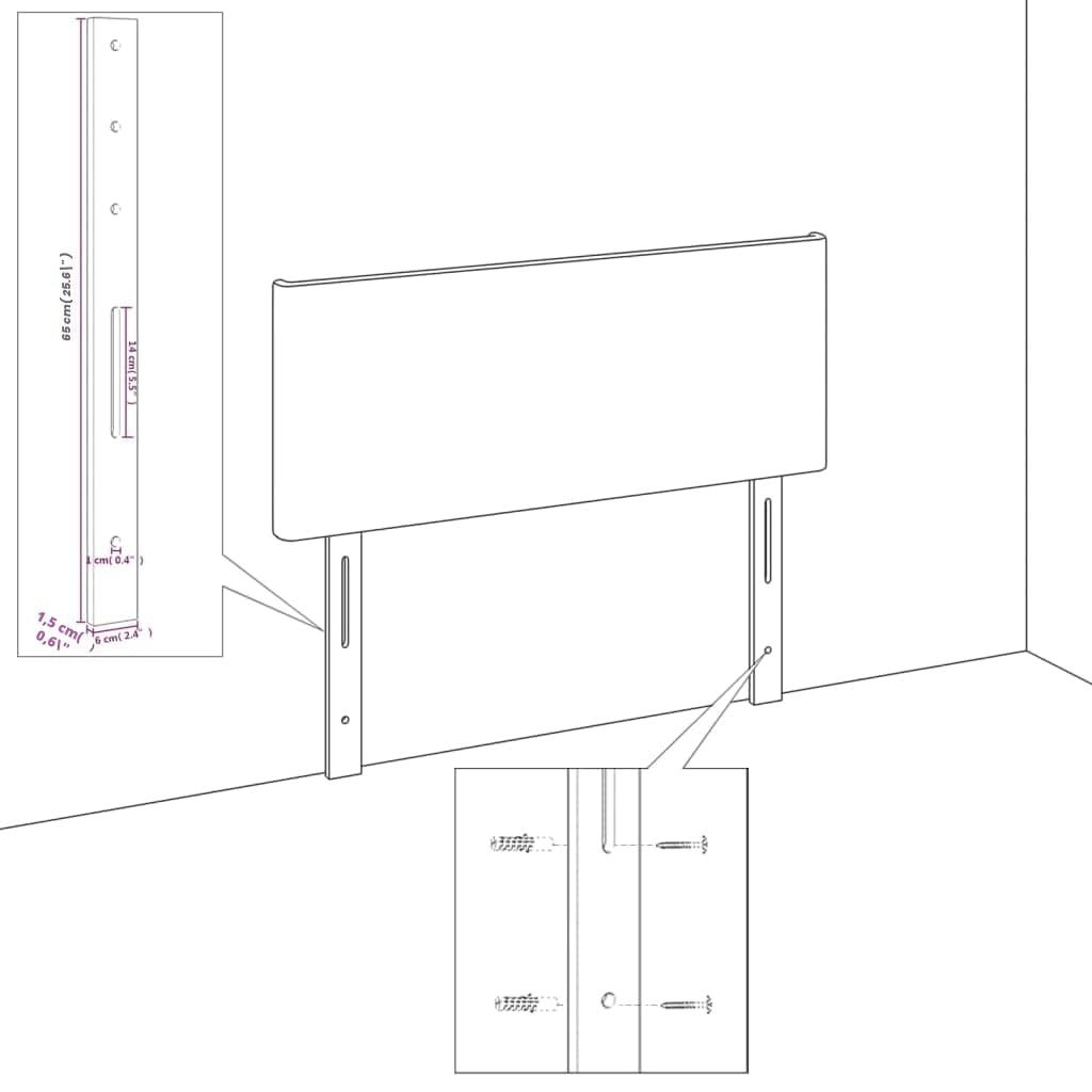 vidaXL Tête de Lit Meubles de Chambre à Coucher Accessoires de Lit Simple Têtes de Cadre de Lit Intérieur Gris Foncé 200x5x118/128 cm Velours