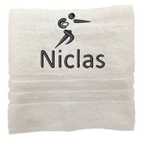 Personalized Towel with Name Beautifully Embroidered Sport Name Hand Bath Towel 100% Cotton Towel Sporty Motifs Personalized Custom Towel with Name (140 x 70 cm, Rugby)