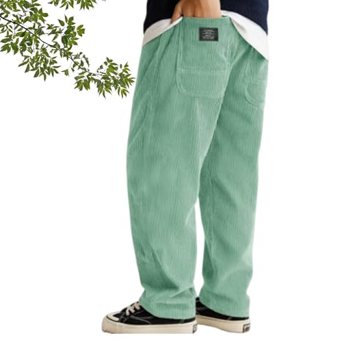 New Mokaloha Pants, Pacificozy Men's Loose Corduroy Ribbed Surface Embroidered Logo Drawstring Pocket Trousers4