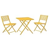 VICLLAX Outdoor Bistro Set, Heavy Duty Metal Folding Outdoor Patio Furniture Sets, 3 Piece Set of...