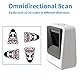 Alacrity 1D 2D QR Desktop Barcode Scanner, omnidirektionaler freihändiger USB Barcode Leser, erfasst Barcodes vom Handy-Bildschirm, automatische Bilderkennung,Weiß