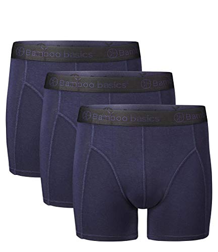 Preisvergleich Produktbild Bamboo Basics - Herren Bambus Boxershorts - Rico - 3er-Pack - Atmungsaktive Unterwäsche - Marineblau - L