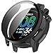 MOTONG PC Full Coverage Protective Watch Case Cover Tempered Glass Screen Protector Compatible with COROS Pace Pro(PC Black)