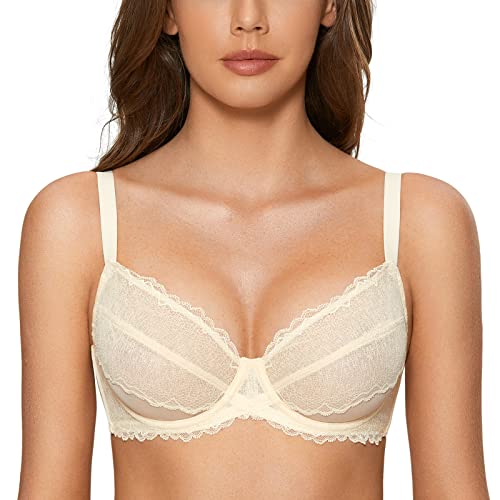 DOBREVA Femme Soutien Gorge Dentelle Emboitant Minimiseur avec Armatures Parchemin 85G Cover