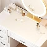 Makeup Mat, Dual-Sided Waterproof Vanity Protector Mat, Non-Slip PU Laptop Pad, Large Mouse Mat, Dresser Cover Accessories, Writing Desk Pad for Office and Home Decor, Beige 23.6x11.8in