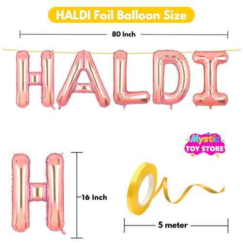 Image of Haldi Banner Rose Gold for Wedding Home Boys Girls Men Women Foil Balloon Decoration Decor Celebration Rose Golden