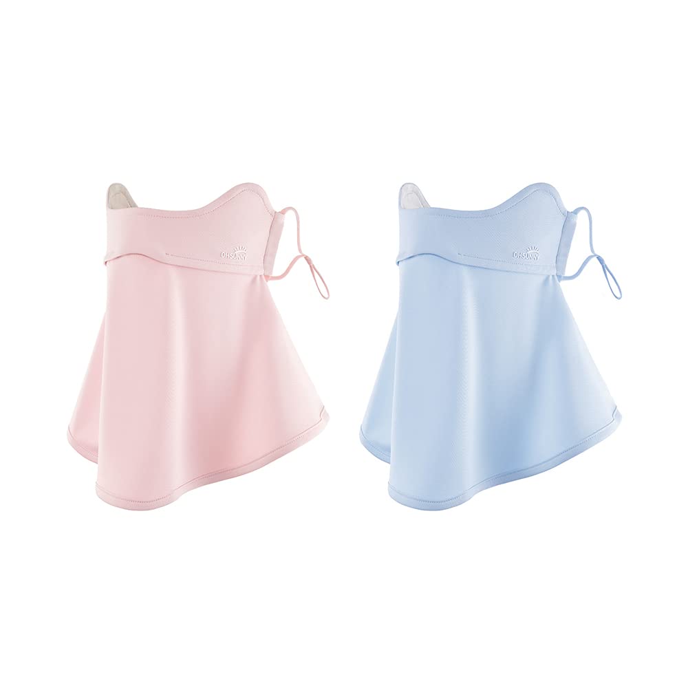 OHRAIN 2 Pieces Sun Protection UPF 50+ Face Covers Balaclava Breathable Neck Gaiters for Women Pink Blue