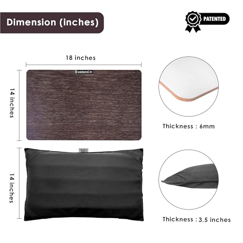 Image of Lap Board for Study | Home | Dining | Office | Laptop | Computer Desk | Reading & Writing | Multi-Purpose | Made in India | (WENGE, Cushion PAD 14X18 WENGE)