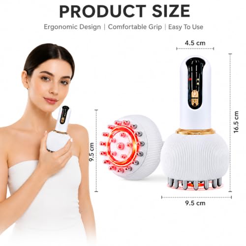 Image of Lymphatic Drainage Massager & Anti-Cellulite Tool for Legs Arms Belly Sculpting Machine with Microcurrent Light Heat Vibration Reduces Stretch Marks Rechargeable White