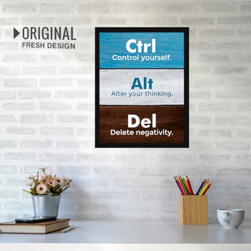 Image of Chaka Chaundh - Motivational Quotes Wall Frames - Ctrl Control yourself. Alt Alter your thinking. Del Delete negativity. Student Quotes - Office Quotes - (14 X 11 Inches)