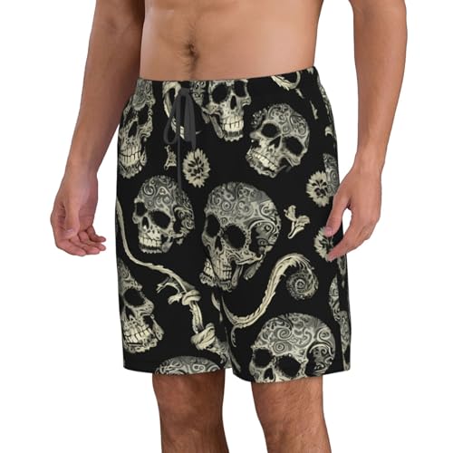 Flowers Skull Ornamental Print Stylish Beach Shorts Swim Trunks Lightweight Breathable Summer Outdoor Activities2