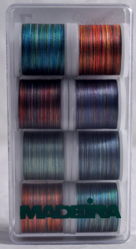 Pack de 8 bobinas de hilo para bordado máquina Madeira Polyneon Blendables, 100% poliéster, 220 yardas por bobina, color astro