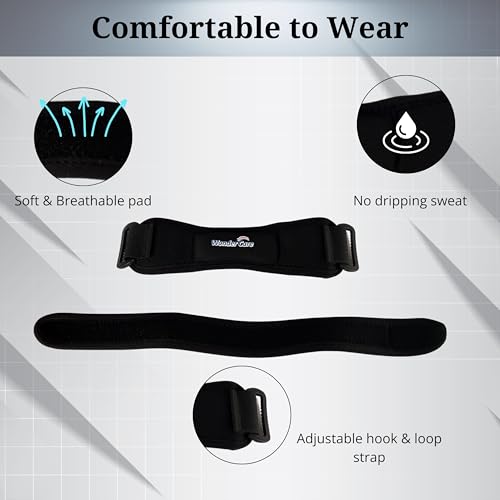 Image of Wonder Care Neoprene Adjustable Patella Knee Support With Silicon Insert For Knee Pain,Patella Tendon Support For Gym Squats,Running,Patellar Tendon Strap Men & Women Free Size (4,Black)