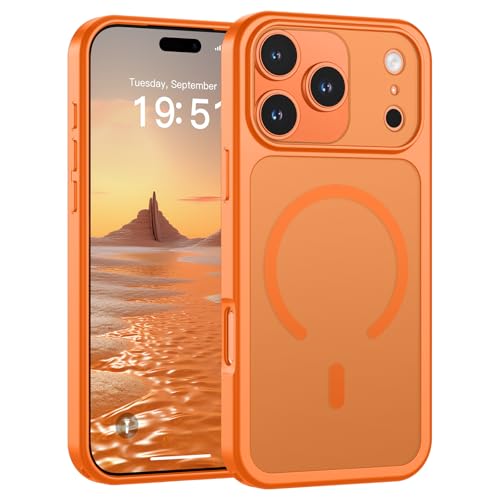 Image of SUPFINE Magnetic for iPhone 17 Pro Max Case Starry Orange | (Compatible with MagSafe)(Military Grade Drop Protection)(Camera Protection)Translucent Matte Phone Cover