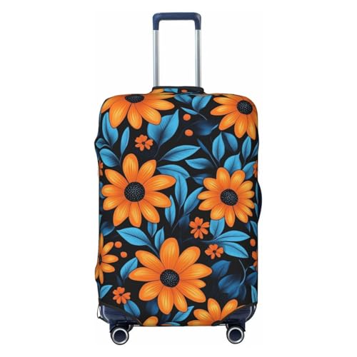 Orange Blue Floral Luggage Cover Suitcase Cover Protector Travel Suitcase Cover