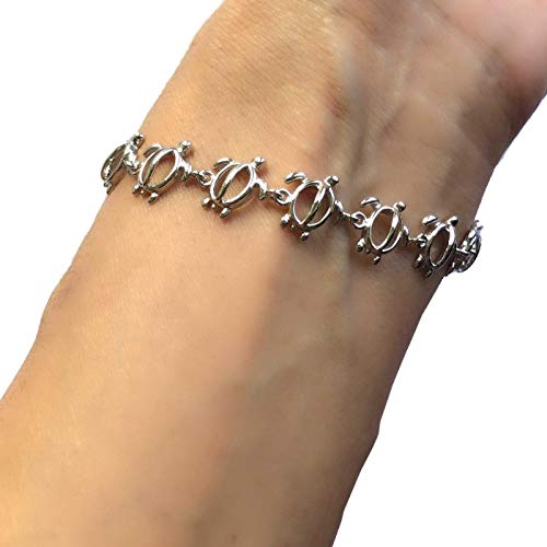 Hawaiian Jewelry Sterling Silver Hawaii Honu Sea Turtle Link Bracelet2