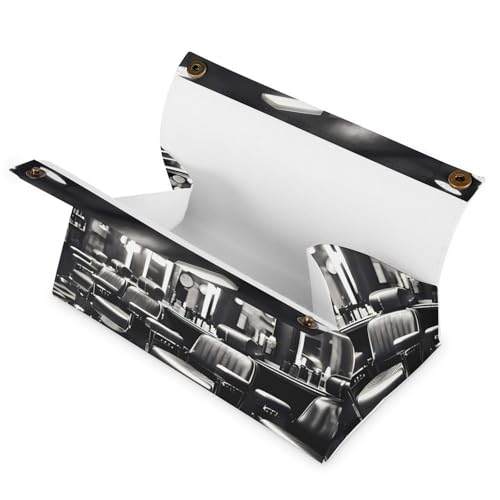 Boîte à mouchoirs en cuir imprimé | Élégance monochrome pour bureau - 3