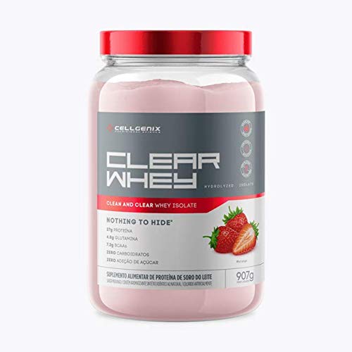 Whey Protein 100% Isolate Clear 907g - Morango - Cellgenix