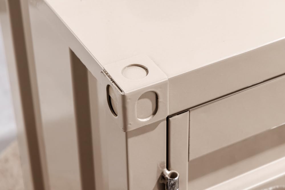 Container-Schrank Globetrotter - 80cm - Greige - Metall Aktenschrank mit Flügeltüren Beistelltisch Nachttisch
