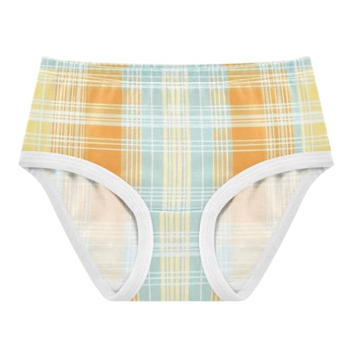 Yellow Blue Plaid Girls' Underwear Soft Touch Toddler Cotton Underwear for Baby Girls in Sizes 2T,3T, 4T, 5T, 6Y and 8Y