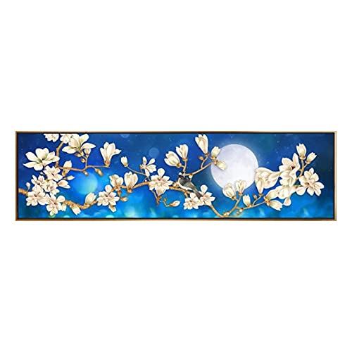 Mosaïque 5D DIY Diamant Peinture Fleur de lune, toile anti-stress 70x140 cm contre l'ennui à la maison
