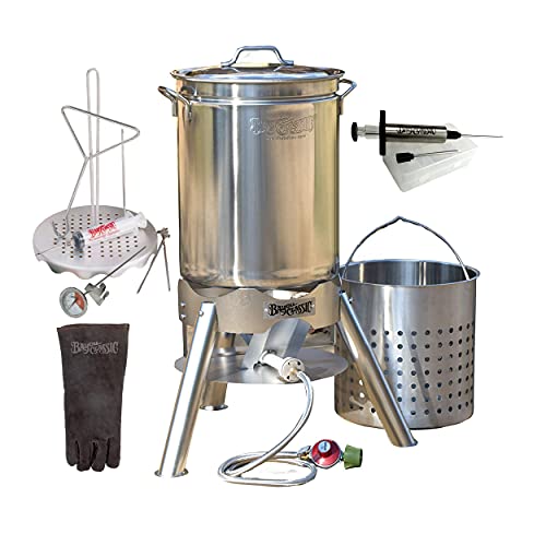 Enterprises Turkey Deep Fryer Oversized 44 Quart Stainless Steel Big Bird Kit by Bayou Classic for Big 25 lbs Huge Turkeys Complete KIT TOP of The LINE #1