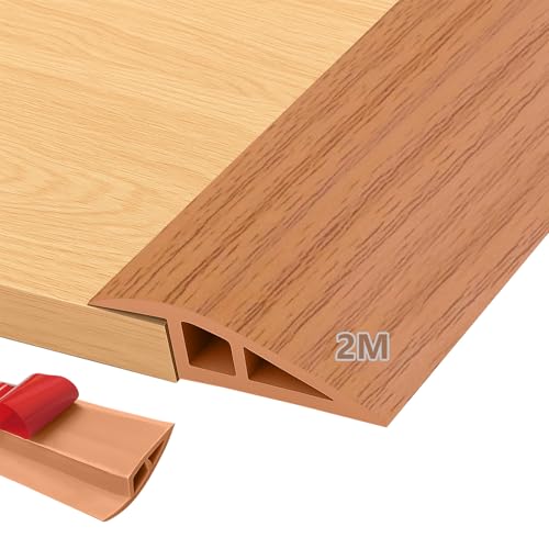 MeYuxg Übergangsprofil Selbstklebend 1M x 7CM, PVC Türschwellen Leiste, Türschwellenrampe Höhenausgleich für 10mm bis 15mm, Übergangsleiste Boden für Boden, Teppich, Schwellen (Gelbe Eiche)