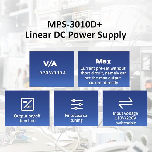Image of MATRIX Linear Laboratory DC Power Supply 30V 10A, On /Off Buton, MPS-3010D+ | bench power supply lab adjustable power supply 100mV 10mA, Low Ripple and Noise for Electronics Testing and Laboratory, OTP